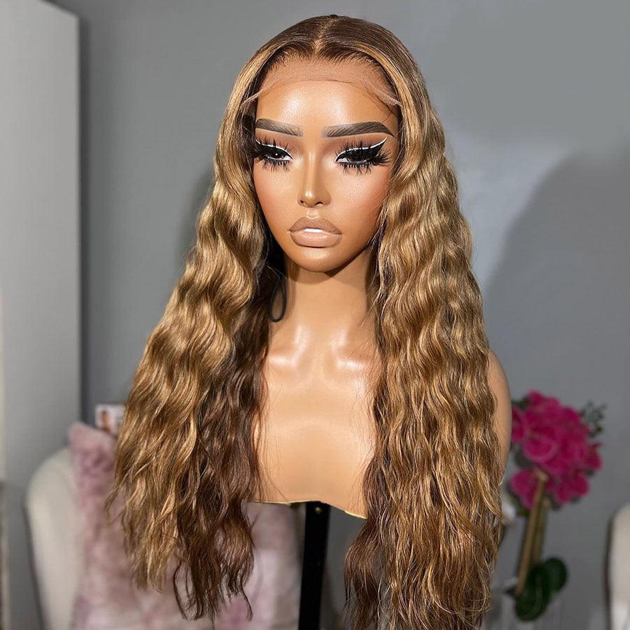 WOWANGEL Ombre Blonde 13X6 Full Frontal Skinlike Real HD Lace Wig Water Wave - wowangel