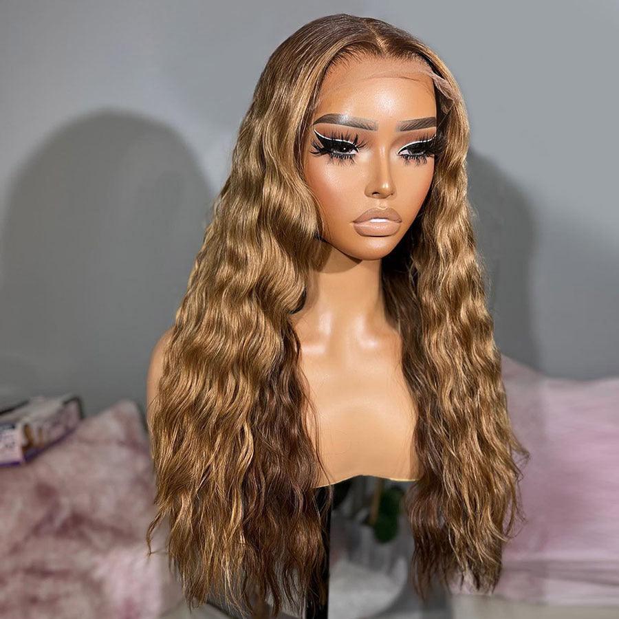 WOWANGEL Ombre Blonde 13X6 Full Frontal Skinlike Real HD Lace Wig Water Wave - wowangel