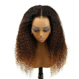 WOWANGEL Ombre Blonde 360 Invisible Strap HD Lace Wig Curly Pre Plucked Clean Hairline - wowangel
