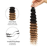 WOWANGEL Ombre Blonde Deep Wave Pre - Separated Feather Crochet Human Hair Extensions - wowangel