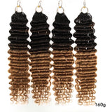 WOWANGEL Ombre Blonde Deep Wave Pre - Separated Feather Crochet Human Hair Extensions - wowangel