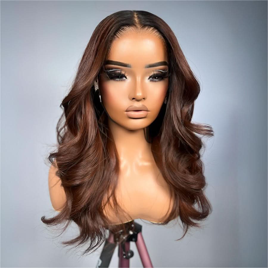 WOWANGEL Ombre Brown 7X6 Drawstring Glueless Wigs HD Lace Wigs - wowangel