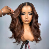 WOWANGEL Ombre Brown 7X6 Drawstring Glueless Wigs HD Lace Wigs - wowangel