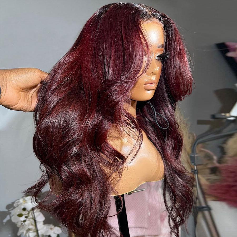 WOWANGEL Ombre Burgundy 13X6 HD Lace Front Wigs Body Wave - wowangel