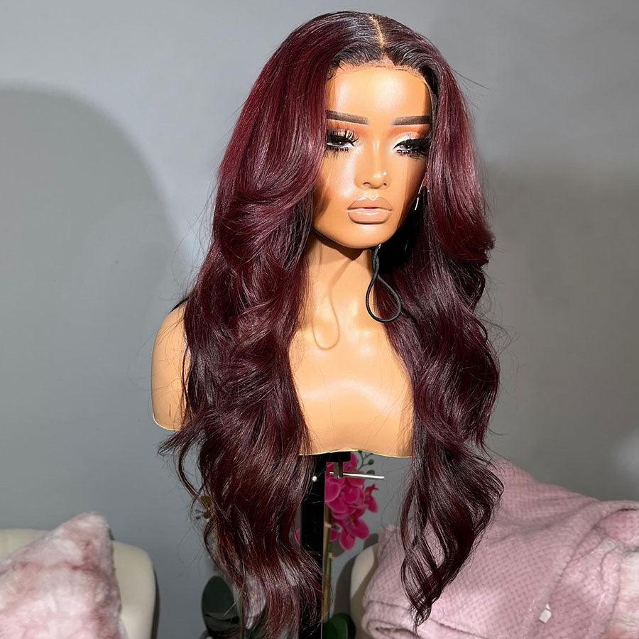 WOWANGEL Ombre Burgundy 13X6 HD Lace Front Wigs Body Wave - wowangel