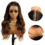 WOWANGEL Ombre Copper HD Lace 13X6 Full Frontal Wig Body Wave Pre Plucked Hairline - wowangel