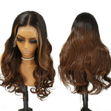 WOWANGEL Ombre Copper HD Lace 13X6 Full Frontal Wig Body Wave Pre Plucked Hairline - wowangel