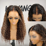 WOWANGEL Ombre Highlight 360 Invisible Strap HD Lace Wig Water Wave Clean Hairline - wowangel