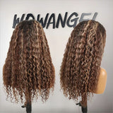WOWANGEL Ombre Highlight 360 Invisible Strap HD Lace Wig Water Wave Clean Hairline - wowangel