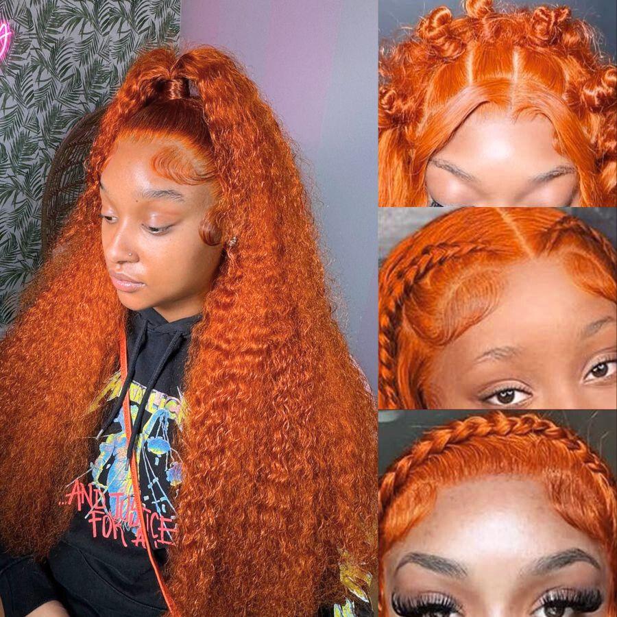 Ginger curly lace front wig with natural hairline