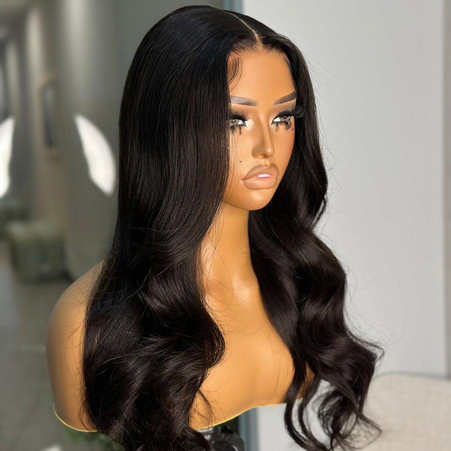 Side view of WOWANGEL body wave glueless wig