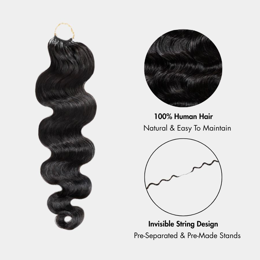 WOWANGEL Pre-Separated Feather Crochet Human Hair Extensions for Miracle Knots Boho Braids - wowangel