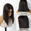 WOWANGEL Premium Raw 2X6 Closure Glueless Wig Bone Straight Bob Blunt Cut - wowangel