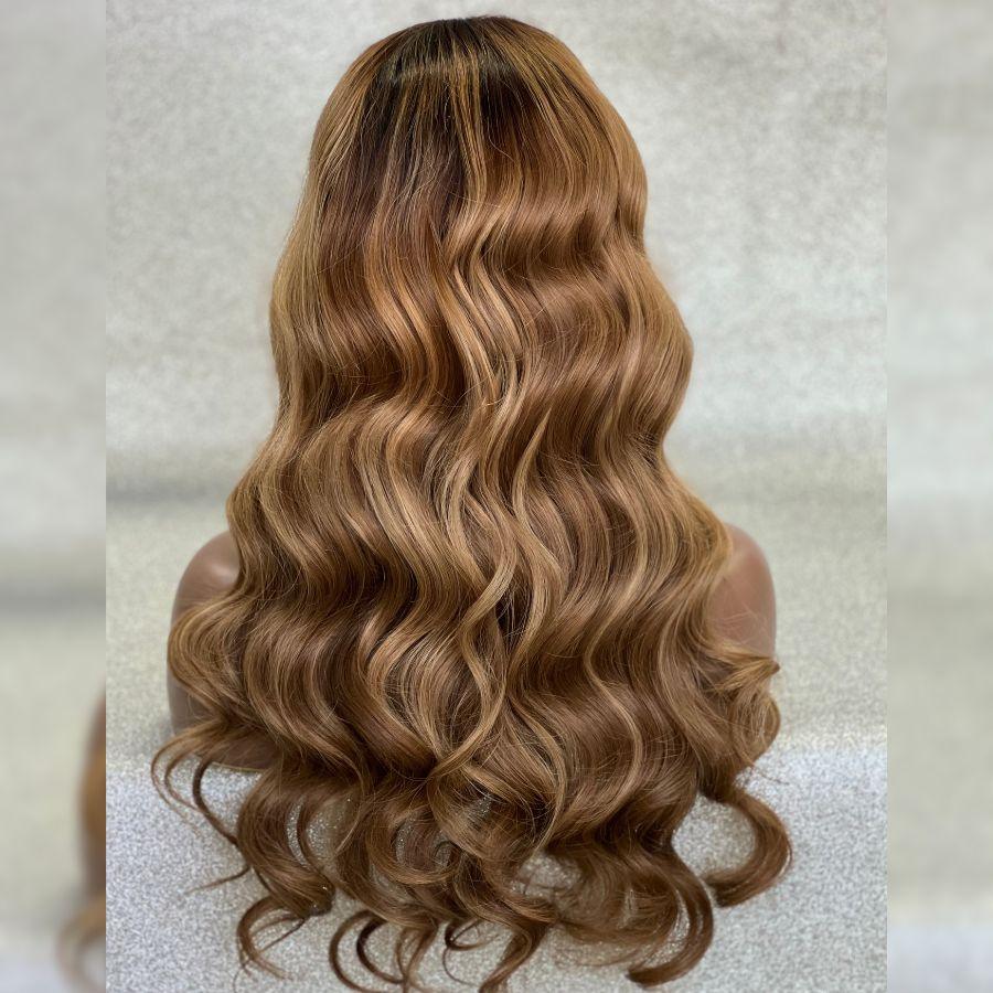 WOWANGEL blonde balayage HD lace frontal wig back view