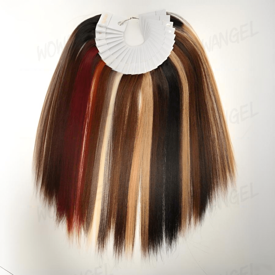 WOWANGEL Real Human Hair Swatch Color Chart 25 Colors Samples Color Rings - wowangel