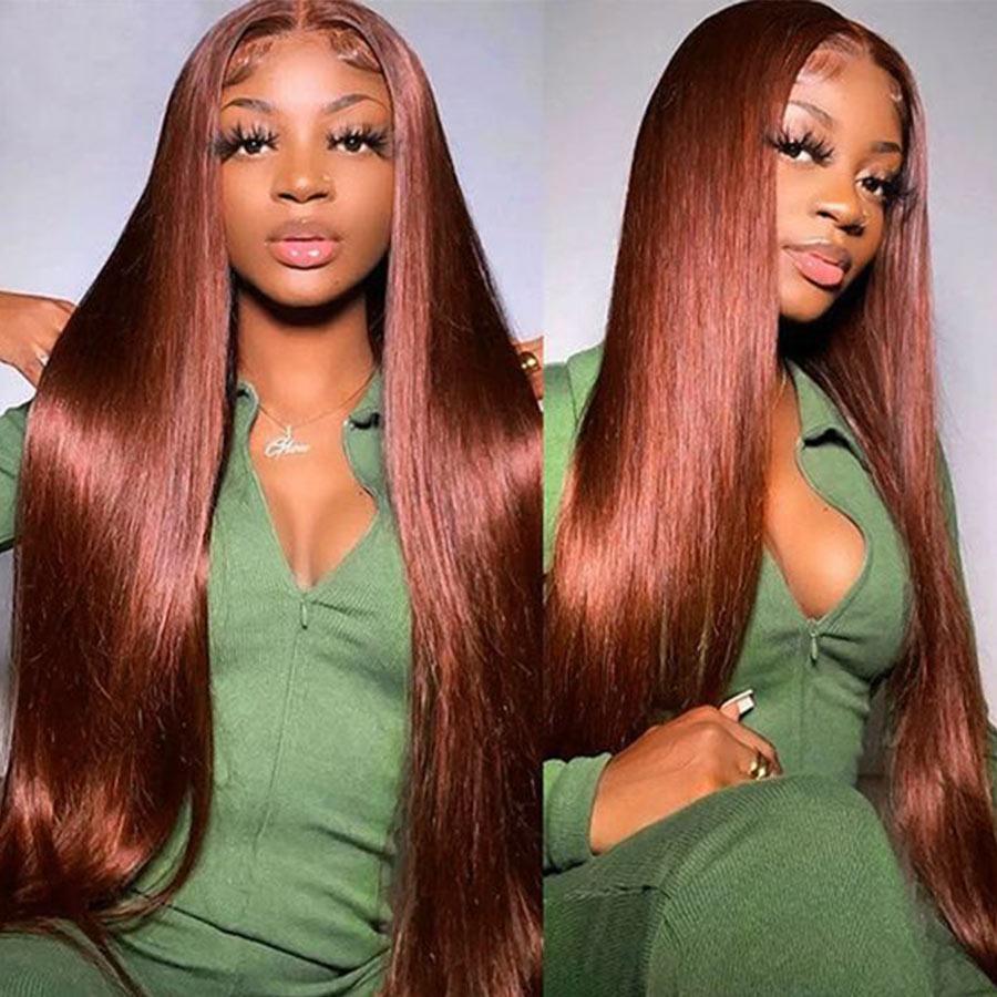 WOWANGEL Reddish Brown Pre Everything 13X6 Lace Front Wigs Pre Max Wig - wowangel