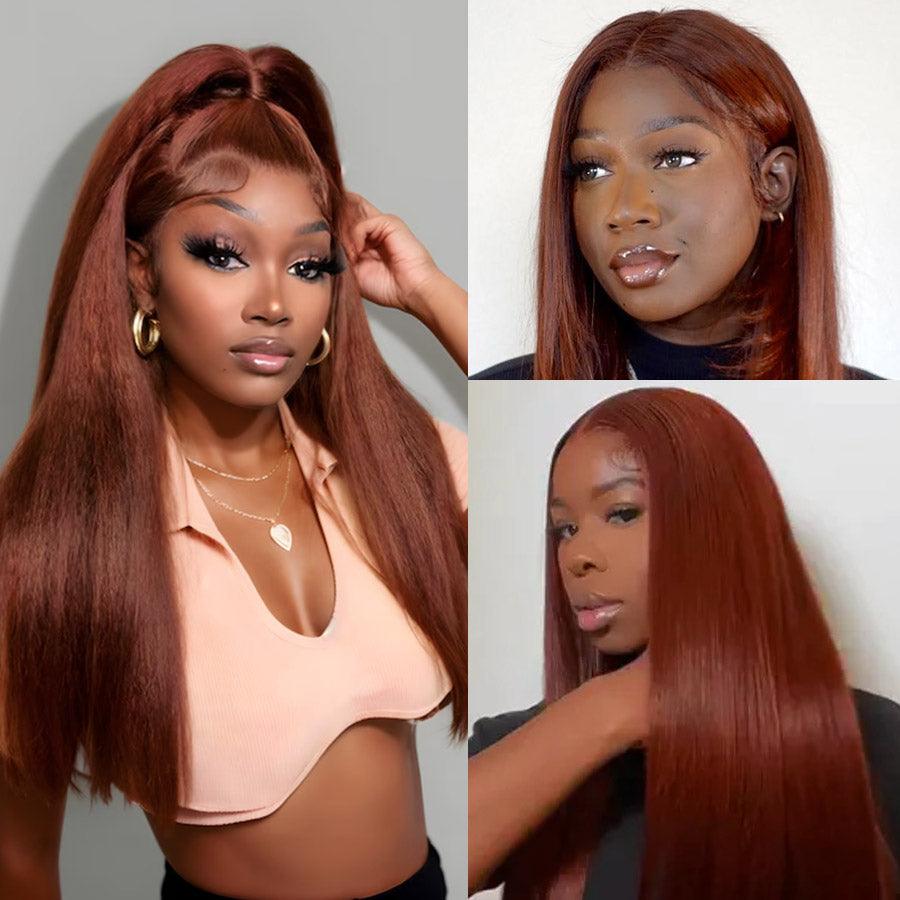 Versatile reddish brown lace front wig styles