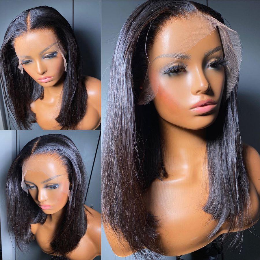 WOWANGEL Short Bob Wig 13x6 Straight Skinlike Real HD Lace Front Wig - wowangel