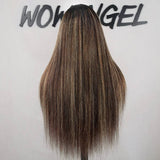 WOWANGEL Silky Straight Highlight 13x6 Skinlike Real HD Lace Front Wig - wowangel