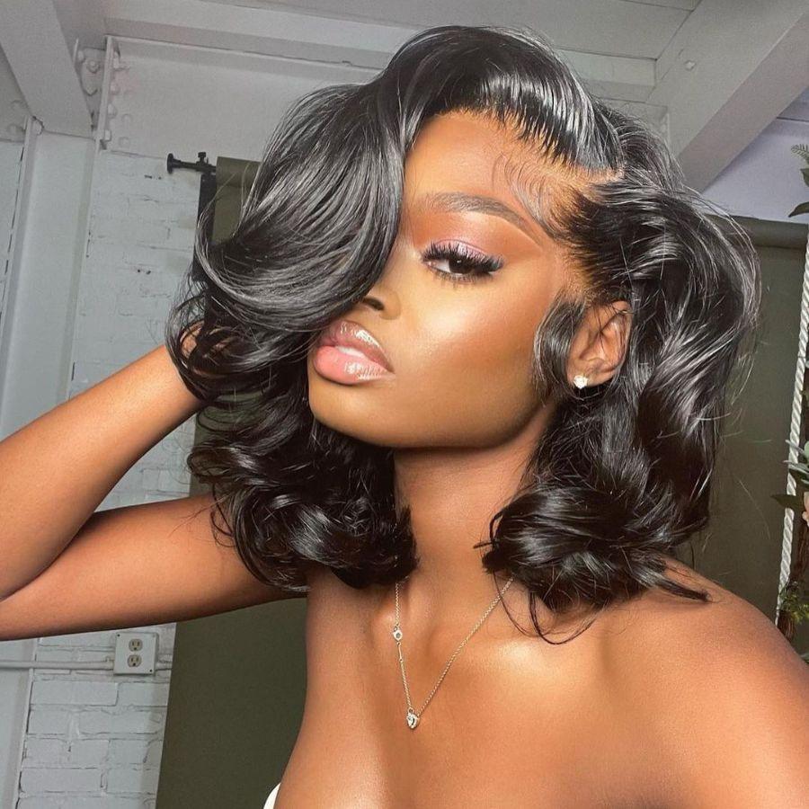 WOWANGEL Skinlike HD Lace Frontal Bob Wig Short Wave BOB 250% Density - wowangel