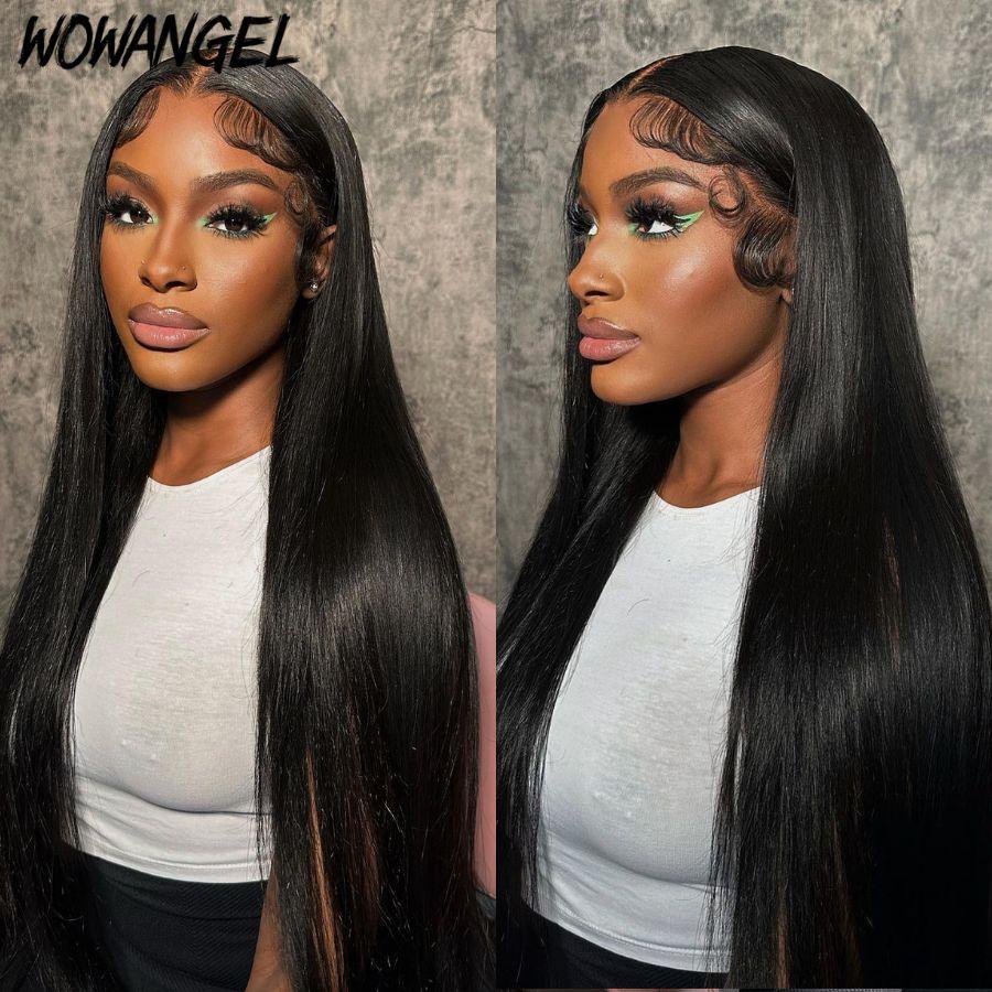 Woman with sleek Wowangel lace front wig