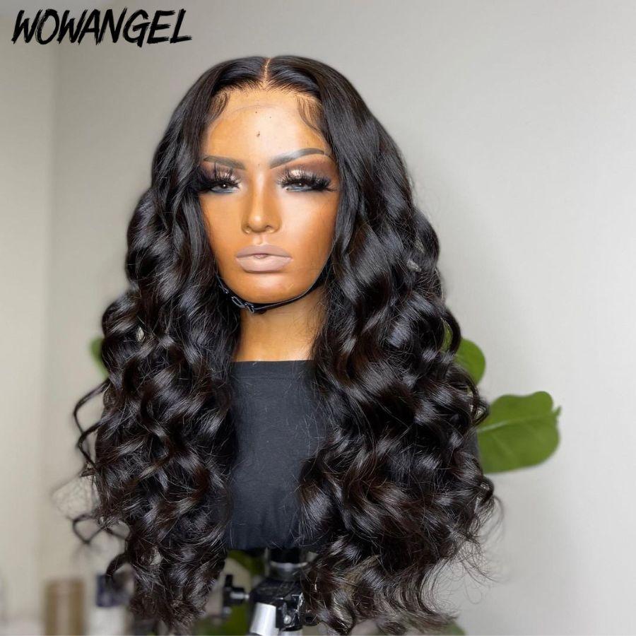 Front view of WOWANGEL loose wave wig on mannequin