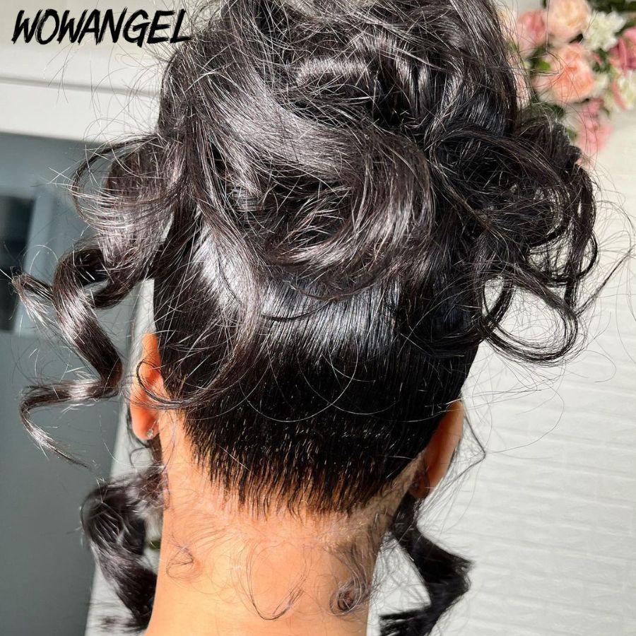 Back view of WOWANGEL wig showcasing realistic hairline.