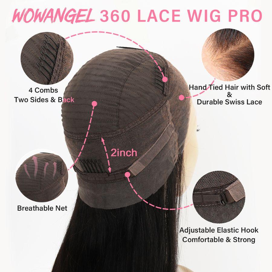 WOWANGEL 360 lace wig with breathable net and adjustable band