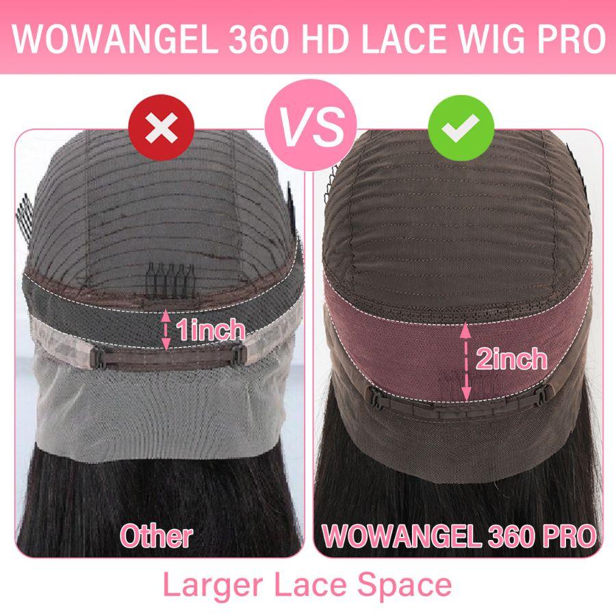 Comparison of WOWANGEL 360 HD lace wig with larger lace