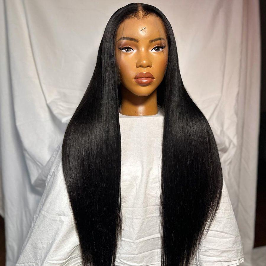 Long straight 360 HD lace wig with center part