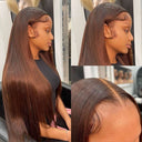 WOWANGEL Straight 4 Dark Brown Color 13X6 HD Lace Front Wigs - wowangel