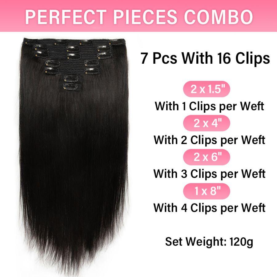 WOWANGEL Straight Classic Lace Weft Clip In Hair Extensions - wowangel