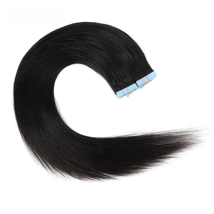 WOWANGEL Tape in Hair Extensions Straight Natural Black Human Hair 40pcs 100g - wowangel