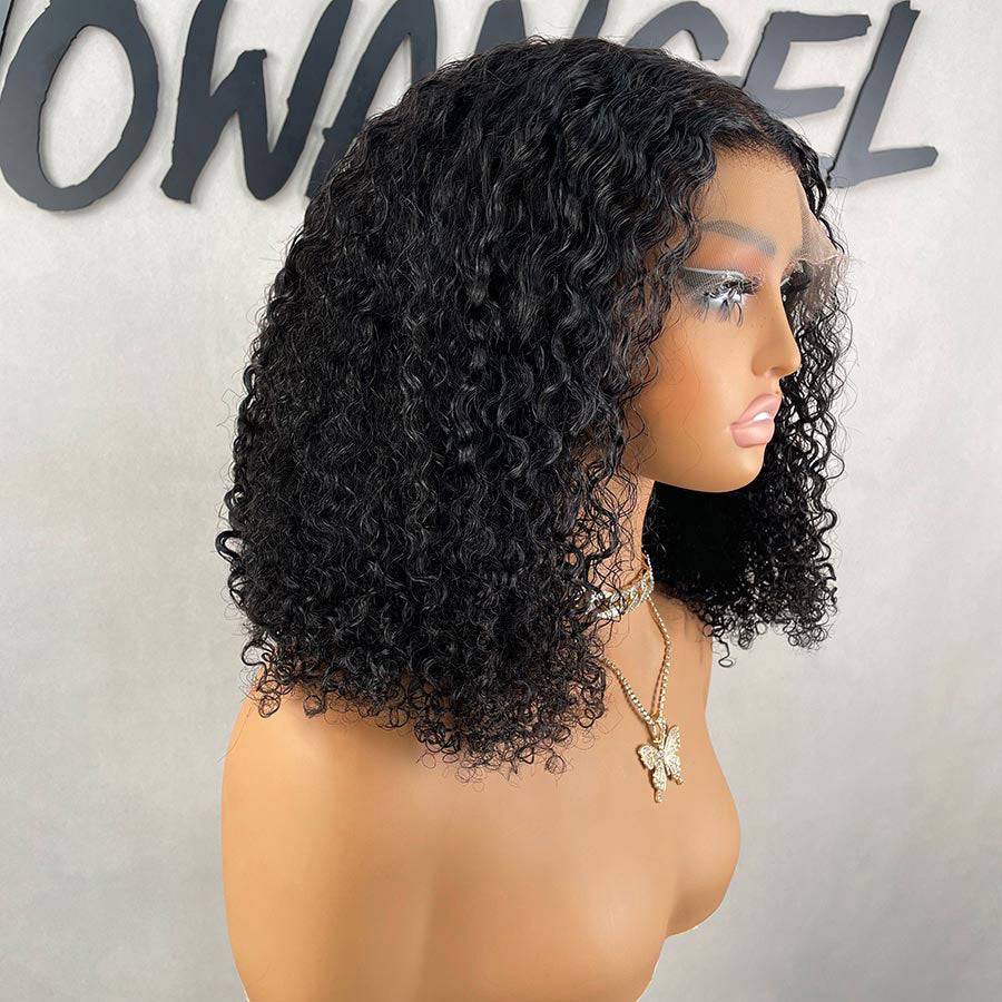WOWANGEL Tight Curly Bob 13X6 Skinlike Real HD Lace Front Wig - wowangel