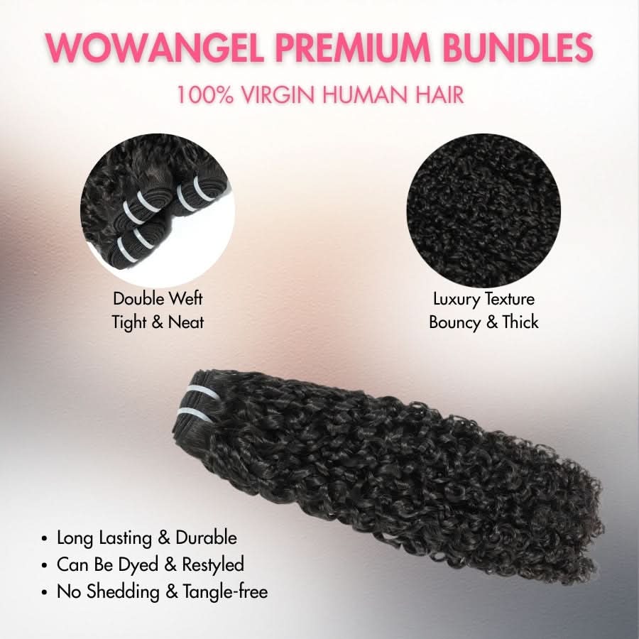 WOWANGEL Tight Curly Hair Bundles Deal 100% Human Hair Weaves - wowangel