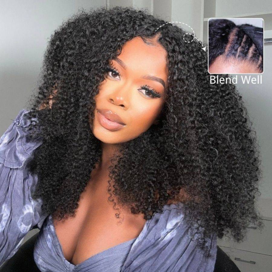 WOWANGEL V Part Wigs Kinky Curly Beginner Friendly Glueless U Part Wigs - wowangel