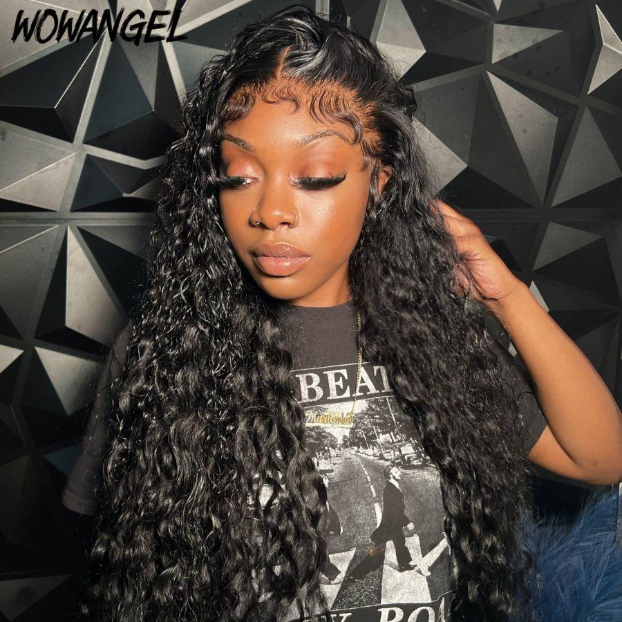 WOWANGEL Water Wave HD Lace Front Wig on model, front view