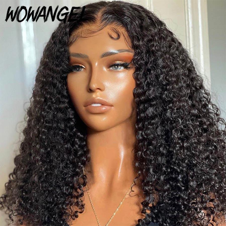 Front view of WOWANGEL deep curly HD lace wig