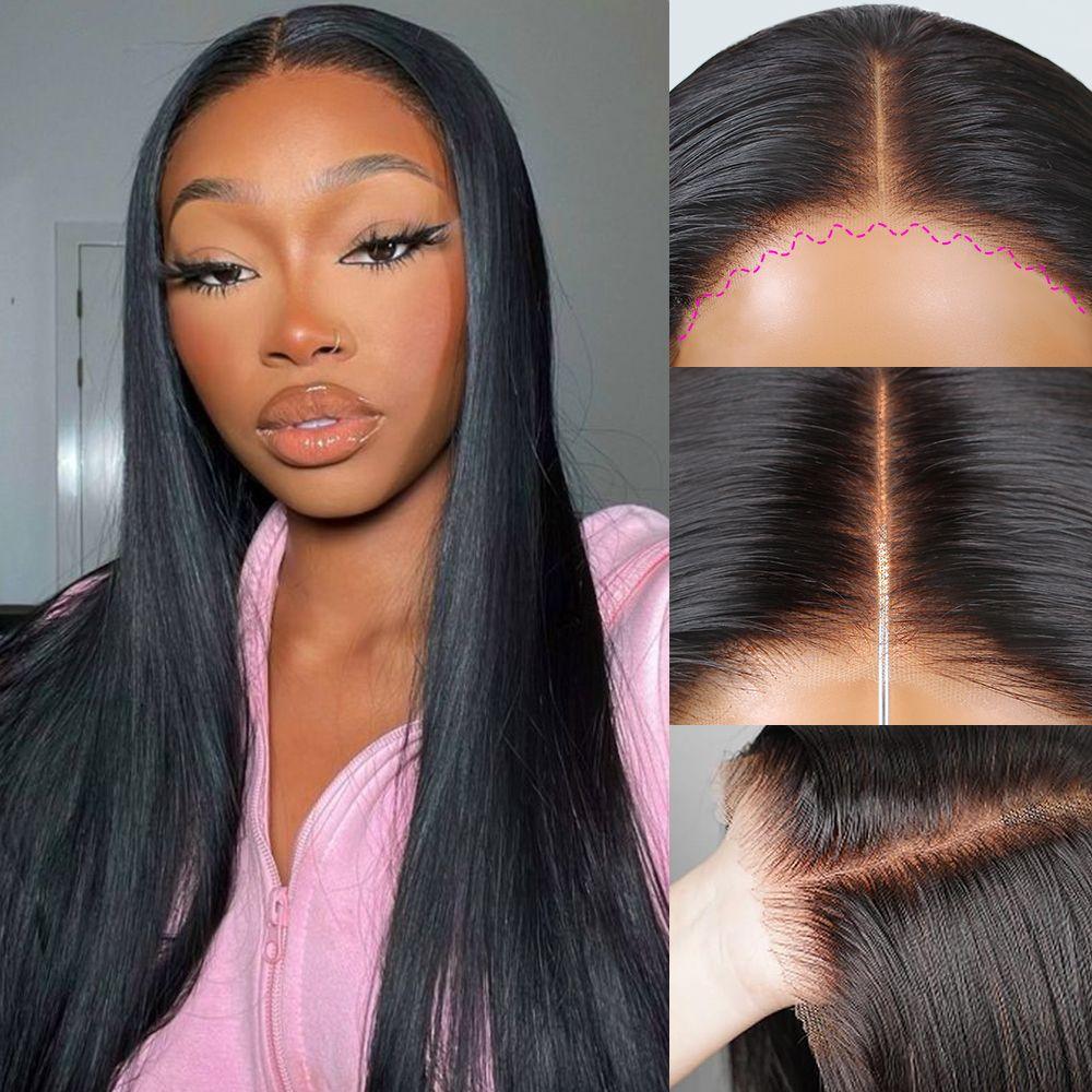 WOWANGEL HD Lace Closure Wig on model, straight and sleek