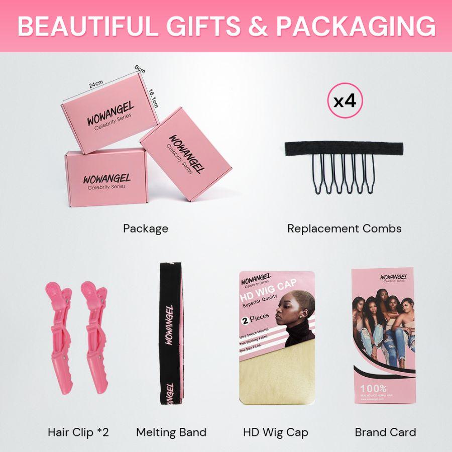 WOWANGEL wig packaging and included accessories