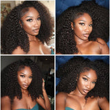 WOWANGEL Wear Go Half Wig Kinky Curly Seamless Flip Over Wigs Beginner Friendly - wowangel
