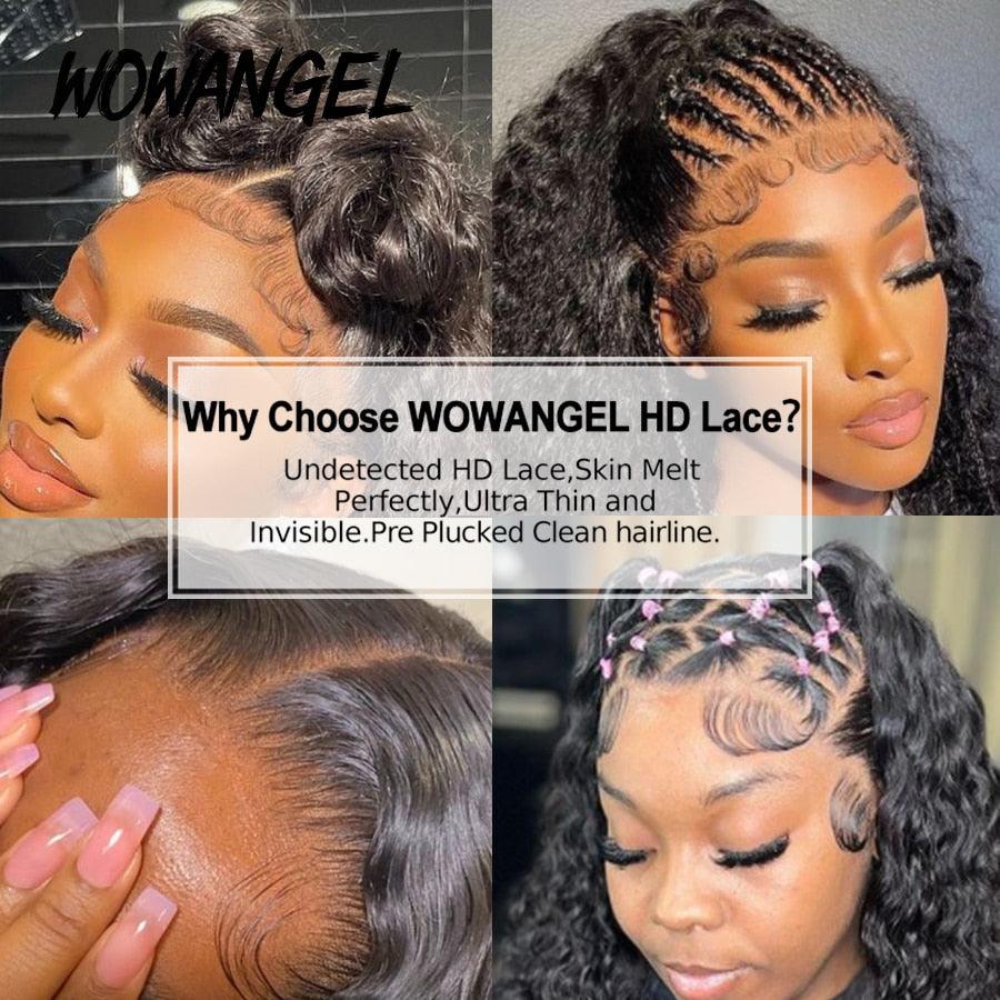 WOWANGEL Wet & Wavy 13x6 Skinlike Real HD Lace Front Wig Glueless Clean Hairline - wowangel