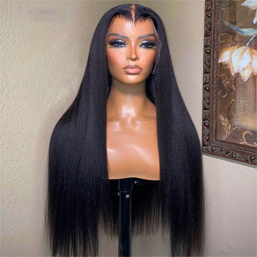 Yaki Straight 13x6 HD Lace Front Wig on mannequin