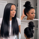 WOWANGEL Yaki Straight 360 Invisible Strap HD Lace Wig Clean Hairline - wowangel