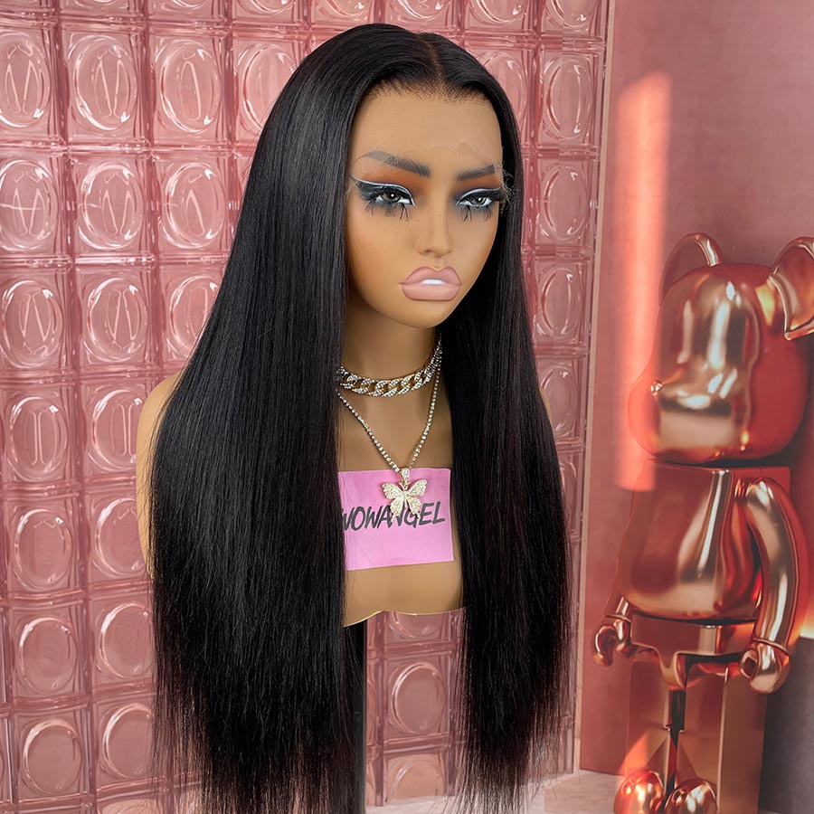 WOWANGEL 13X6 Yaki Straight Skinlike Real HD Lace Front Glueless Wig