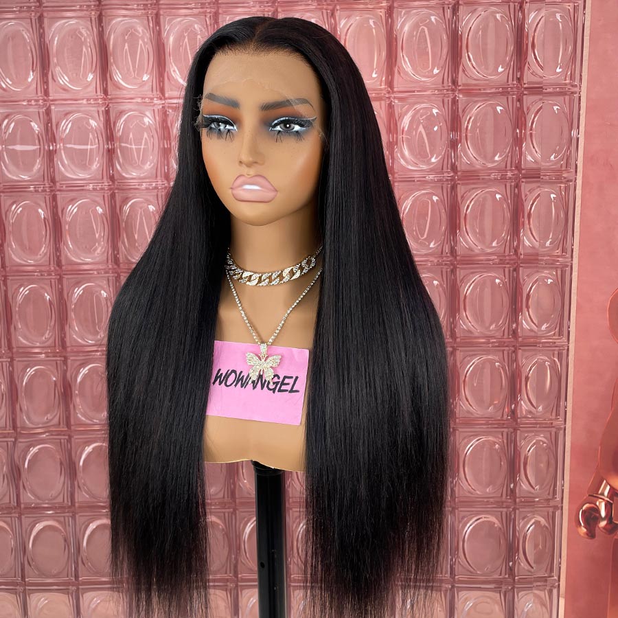 WOWANGEL 13X6 Yaki Straight Skinlike Real HD Lace Front Glueless Wig