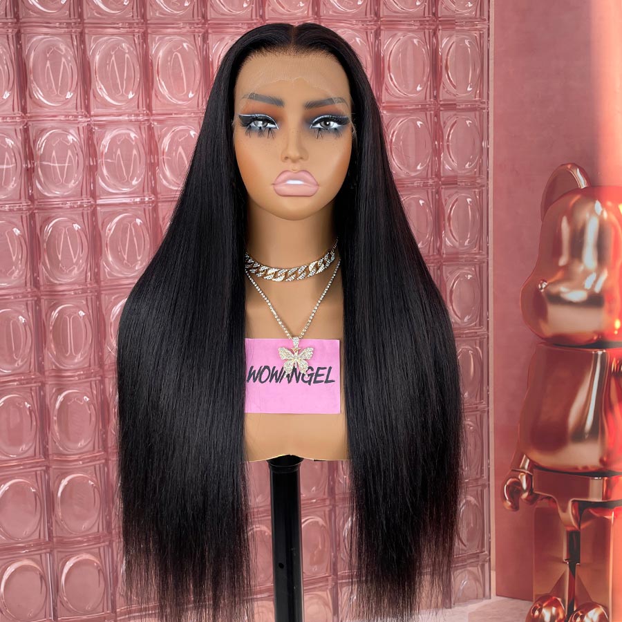 WOWANGEL 13X6 Yaki Straight Skinlike Real HD Lace Front Glueless Wig