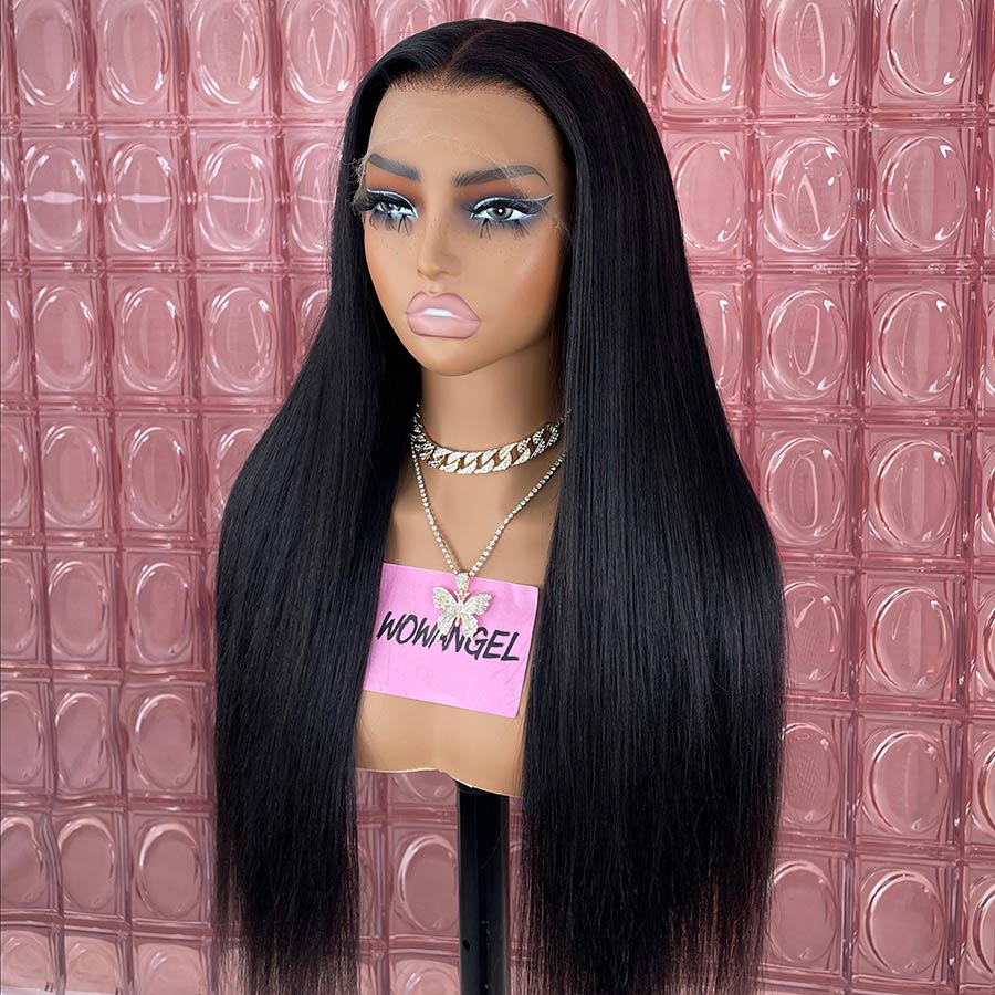 WOWANGEL Yaki Straight 360 Invisible Strap HD Lace Wig Clean Hairline