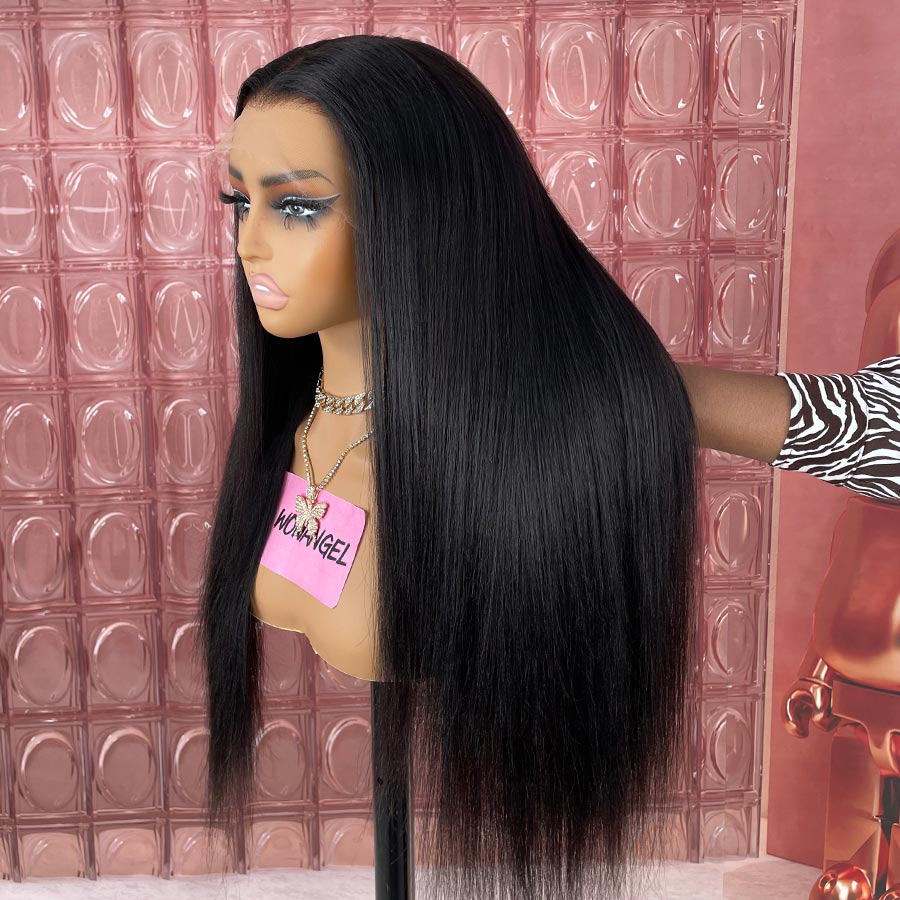 WOWANGEL 13X6 Yaki Straight Skinlike Real HD Lace Front Glueless Wig