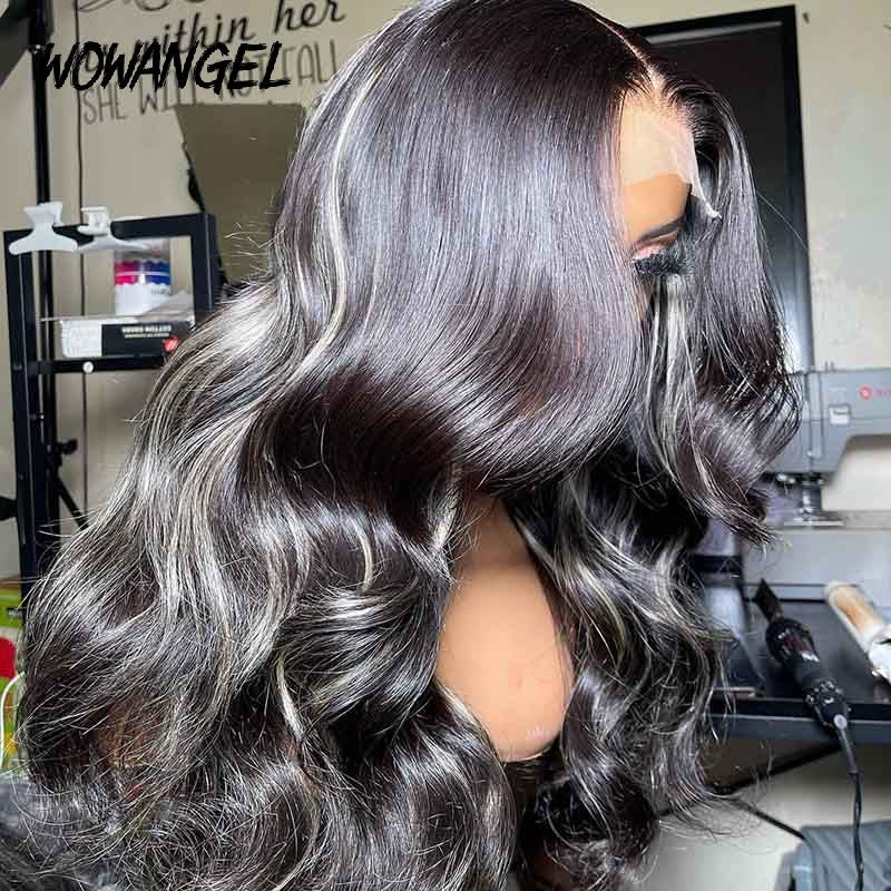 Black Wig with Blonde Highlights HD Lace Front Body Wave